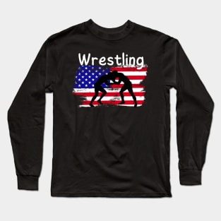 Wrestling USA Flag Long Sleeve T-Shirt